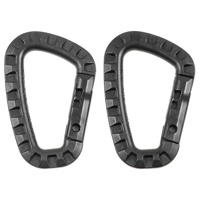 MFH Plastic Carabiner, Black, 7mm x 8.5cm, 2pcs