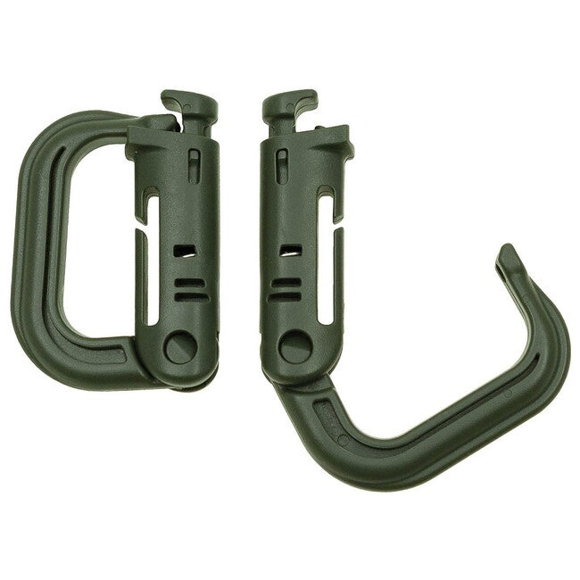 MFH Plastic Carabiner MOLLE, OD Green, 2 pcs