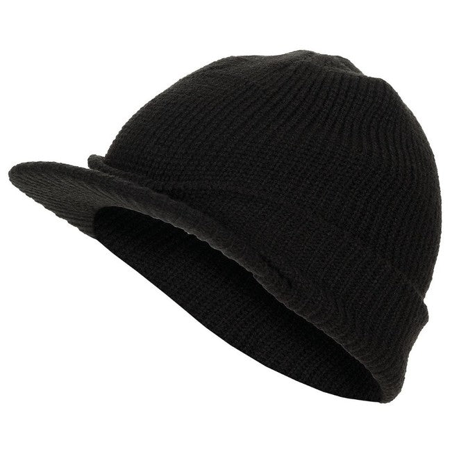 MFH Jeep Knit Beanie with Visor, Black