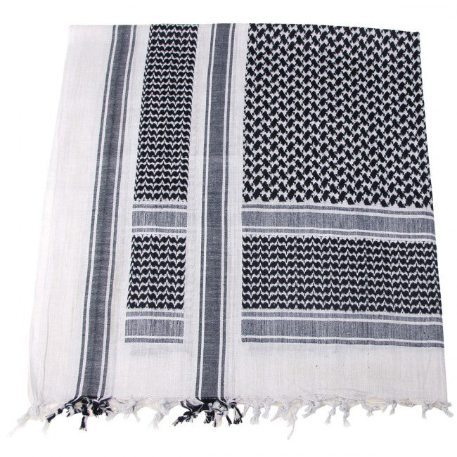 MFH PLO Cotton Arafat Scarf, Black-White, 115 x 110cm