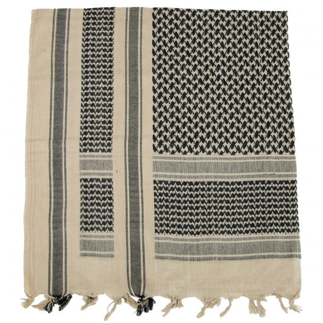 MFH PLO Cotton Arafat Scarf, Black-Khaki, 115 x 110cm