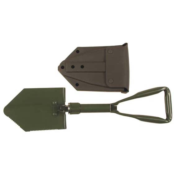 MFH Field BW 3-Piece Shovel, Steel, PVC Sheath, Olive
