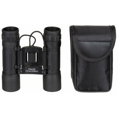 MFH Folding Binoculars 10x25, Black, Ruby Lens