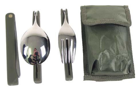 MFH Camp Folding Cutlery Set with Case