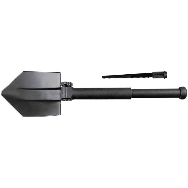 MFH Folding Shovel Telescopic Handle with Saw, Black