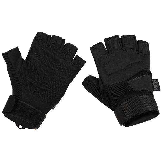 MFH Tactical Fingerless Gloves 1/2, Black
