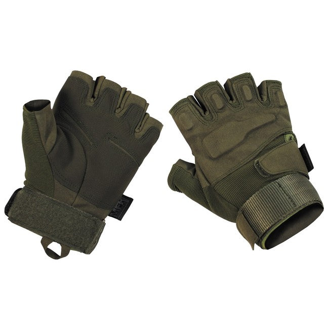 MFH Tactical Half-Finger Gloves, Olive