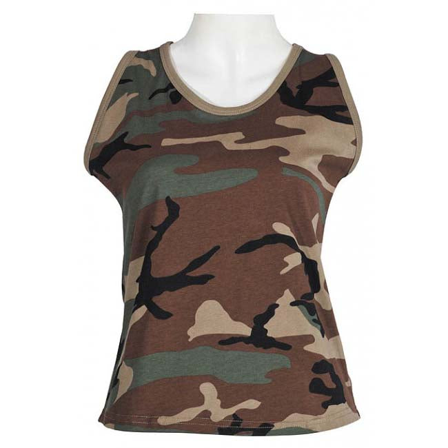 MFH US Women's Tank Top, Woodland Camouflage
