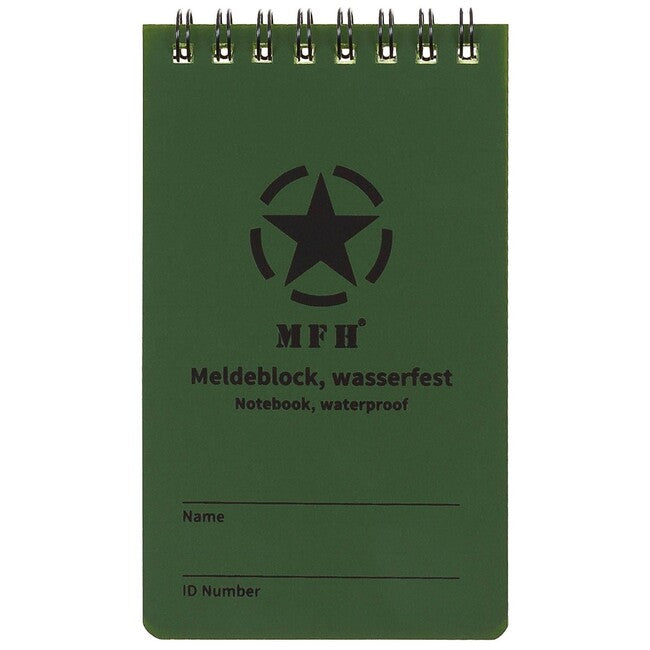 MFH Waterproof Notebook with Spiral Binding, approx. 7.5 x 13 cm