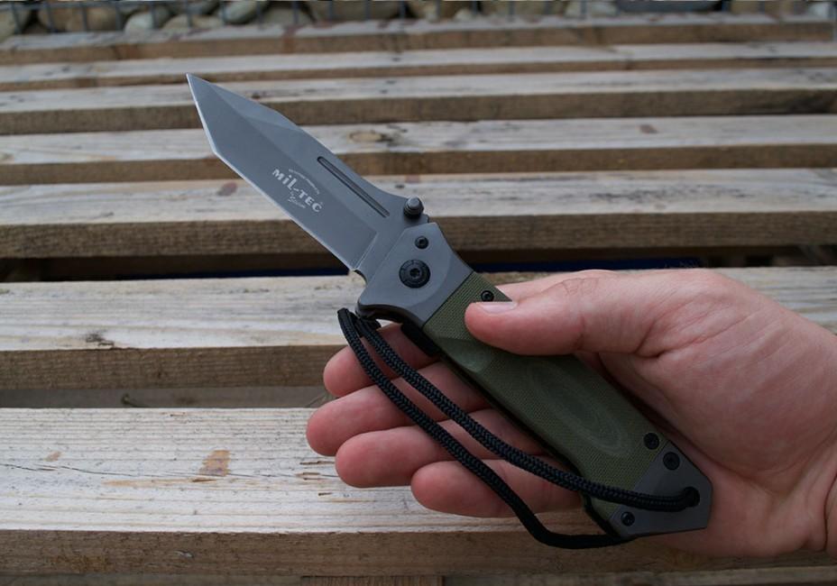 Mil-Tec DA35 Micarta Folding Knife 22cm, Olive