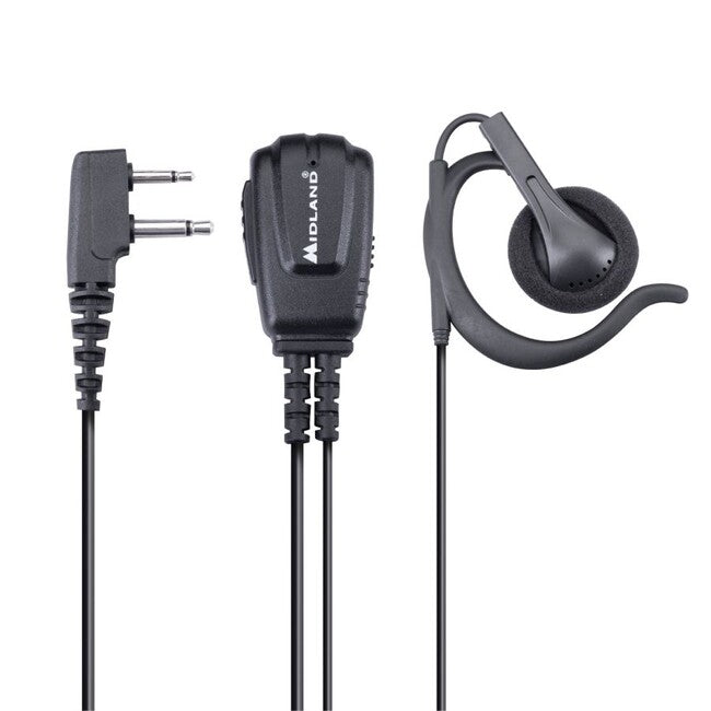 Midland MA24-L Pro Headset with PTT and 2-pin Midland Connector