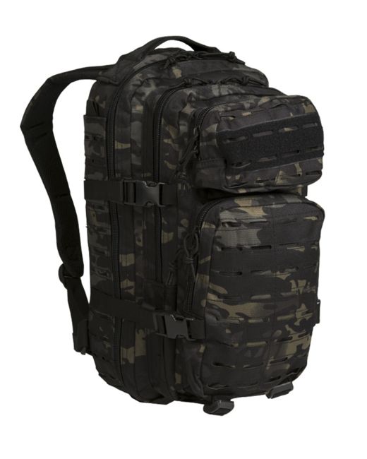 Mil-Tec US Assault Small Laser Cut Backpack, Multitarn Black, 20L