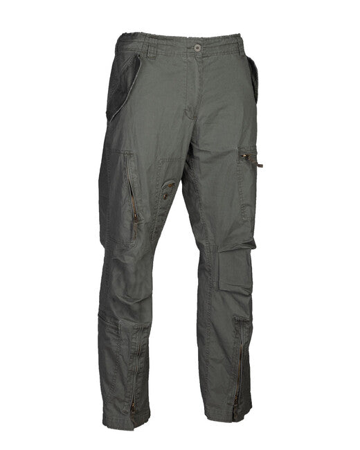 Mil-Tec Vintage Cotton Aviation Pants, Straight Cut, Pre-Washed, Olive