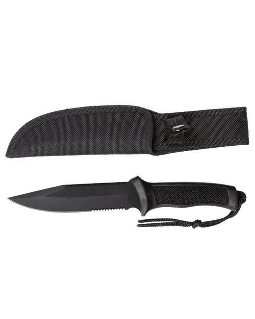 Mil-Tec Combat Knife with Rubber Handle, Black
