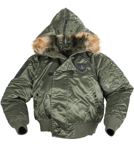 Mil-Tec Bunda N-2B CORINGTH pilotná s kapucňou, sage green