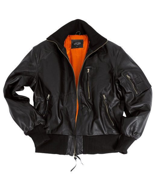 Mil-Tec BW Leather Flight Jacket, Black