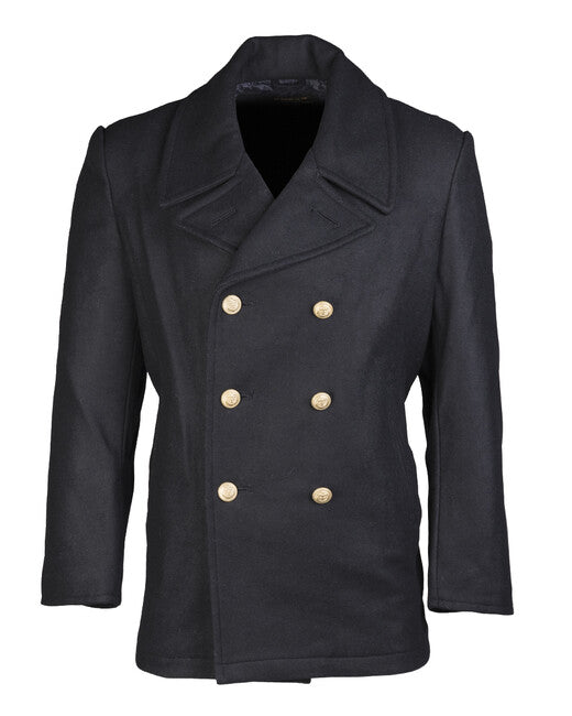 Mil-Tec BW Navy Wool Coat with Gold Buttons, Navy Blue