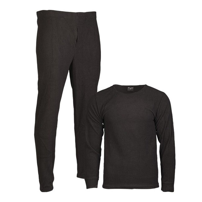 Mil-Tec Black Fleece Underwear Set, Crew Neck