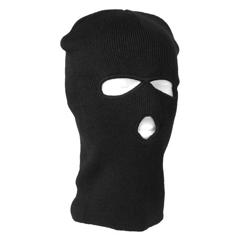 Mil-Tec Black Balaclava with 3 Holes Fine Knit