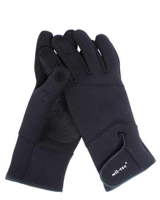 Mil-Tec Neoprene Shooting Gloves, Black/Amaro
