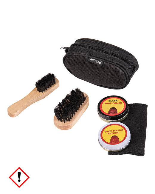 Mil-Tec Shoe Cleaning in Pouch with Zipper, Black