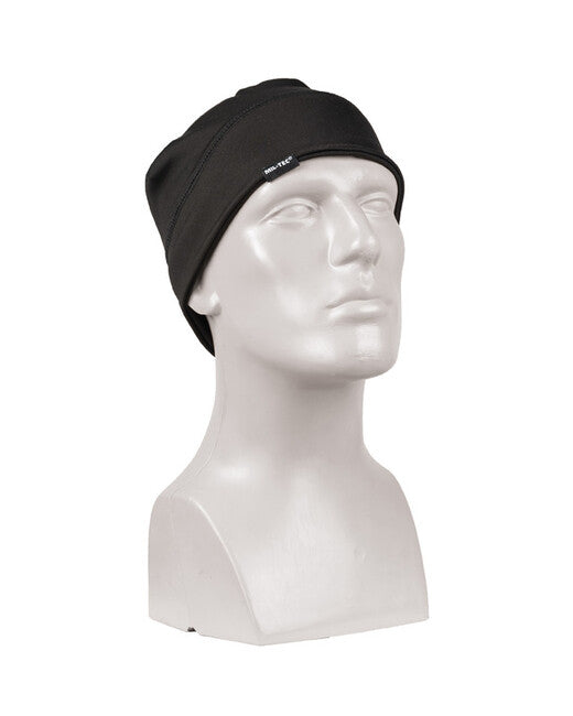 Mil-Tec Elasticated Fleece Beanie, Black