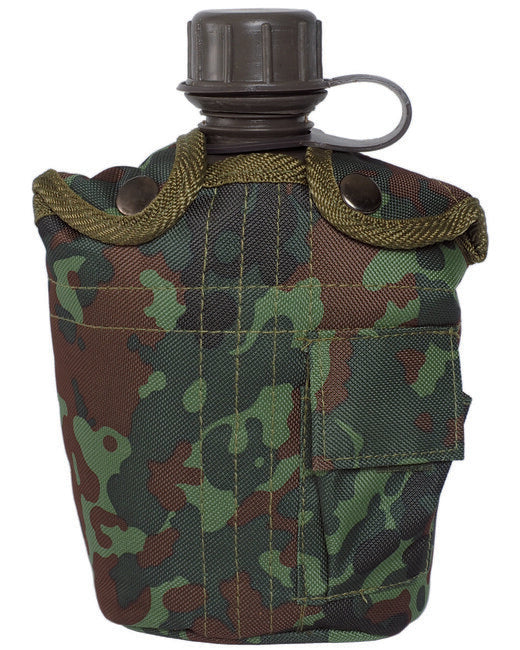 Mil-Tec Field Bottle US IMPORT 1L with Cover Flecktarn