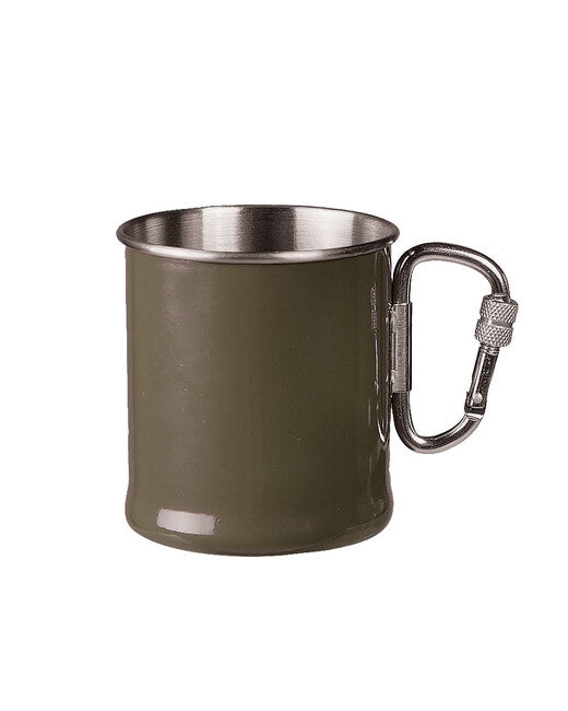 Mil-Tec Hrnček nerezový 250ml s karabinou olivový