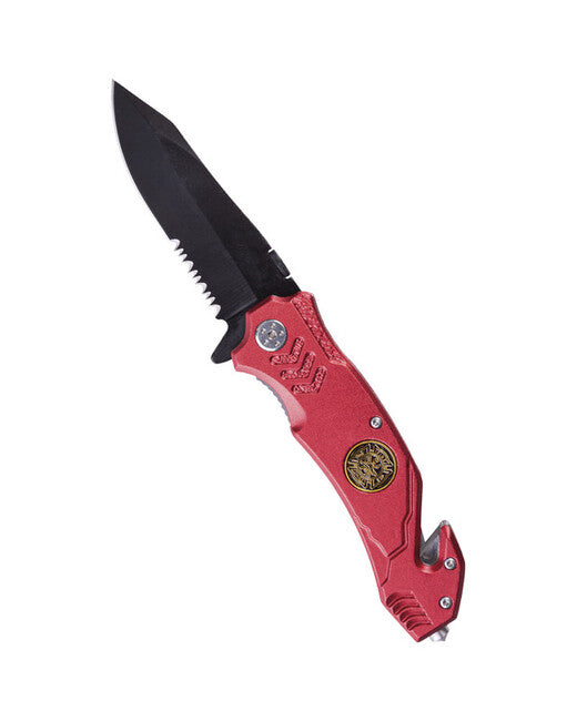 Mil-Tec Single-Hand Knife Fire Department, Red