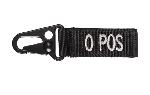 WARAGOD Blood Type Patch 0+ Positive Carabiner, Black