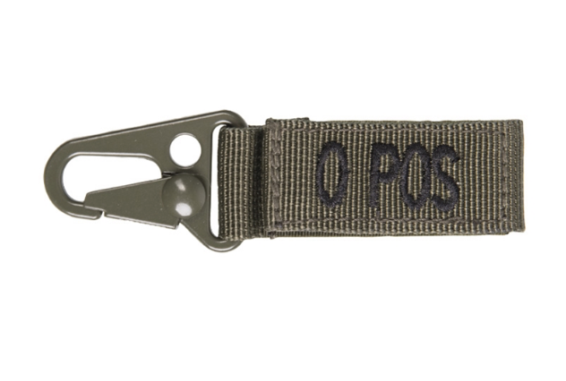 WARAGOD Blood Type 0+ Positive Patch Carabiner, Olive
