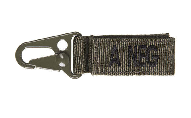 WARAGOD Blood Type A- Negative Carabiner, Olive