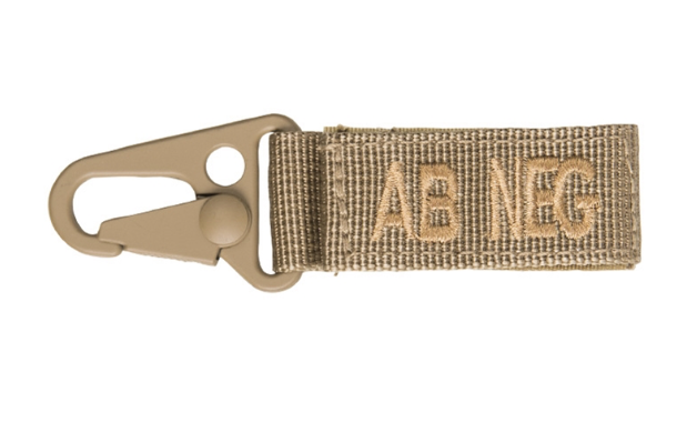 WARAGOD Blood Type AB- Negative Carabiner, Coyote
