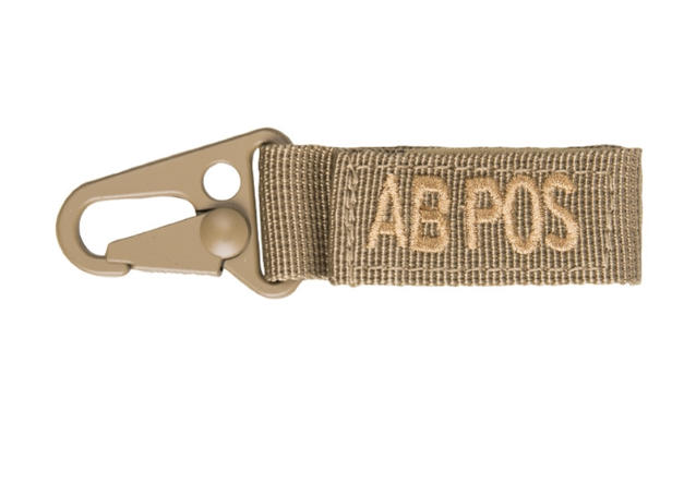 WARAGOD Blood Type AB+ Positive Keychain Carabiner, Coyote