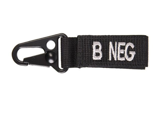WARAGOD Blood Type Keychain B- Negative Carabiner, Black