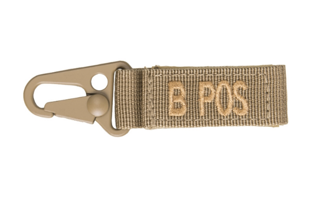 WARAGOD Blood Type B+ Positive Carabiner, Coyote