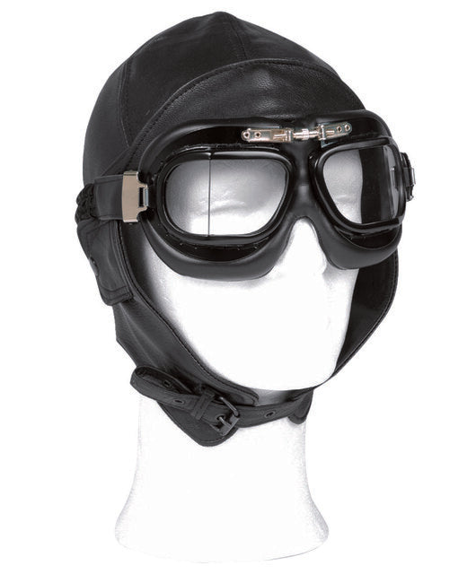 Mil-Tec FLY Leather Pilot Helmet, Black
