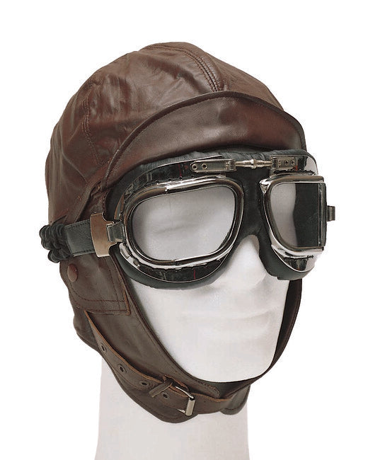 Mil-Tec Leather Flight Helmet FLY, Brown