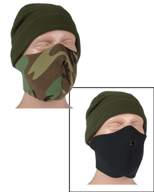 Mil-Tec Face Mask (Half Mask) Neoprene 3mm, Black-Woodland