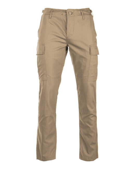 Mil-Tec US BDU Slim Fit Field Rip-Stop Trousers, Khaki