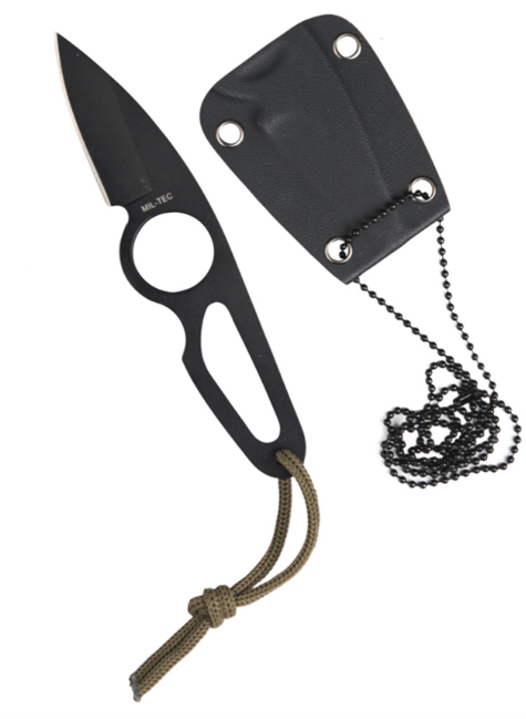 Mil-Tec Neck Knife with Kydex Sheath, Black, 16cm