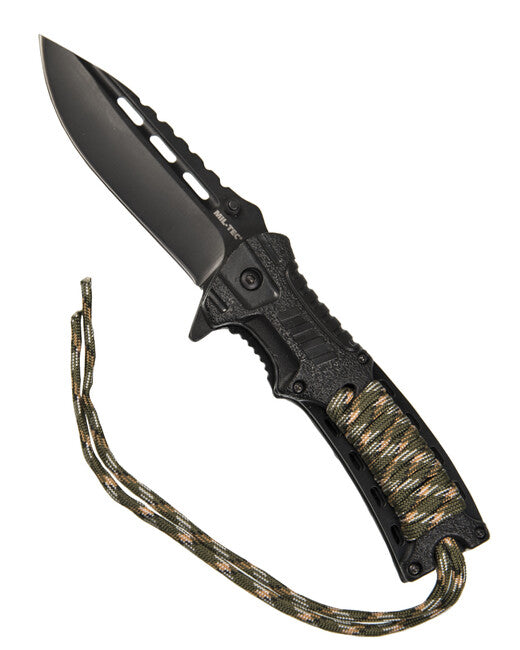 Mil-Tec One-Hand Folding Knife Paracord Wood