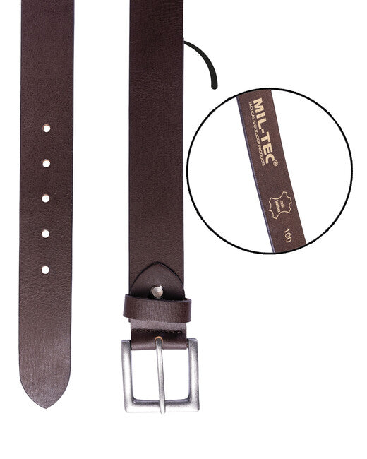 Mil-Tec NAPPA Belt with Metal Buckle Leather, Brown