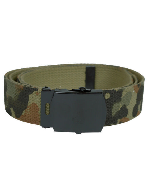 Mil-Tec US Pants Belt with Silver Buckle, 130 cm, Flecktarn