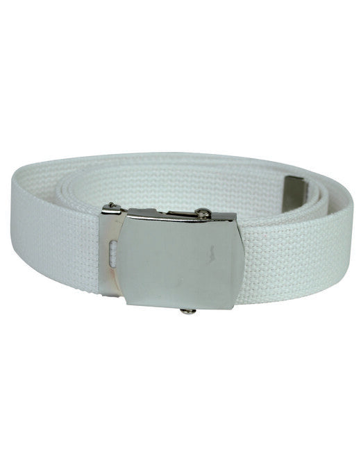 Mil-Tec US Trouser Belt with Silver Buckle, White, 130cm