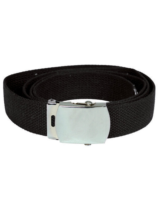 Mil-Tec US Trouser Belt with Silver Buckle, Black, 130cm