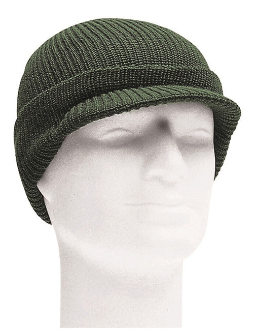 Mil-Tec Knit Beanie with Visor, Olive