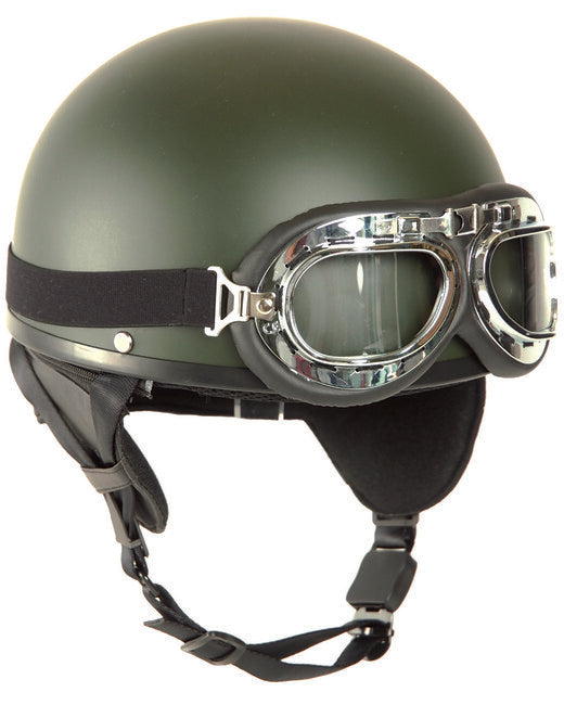 Mil-Tec Retro Moto Helmet, Olive