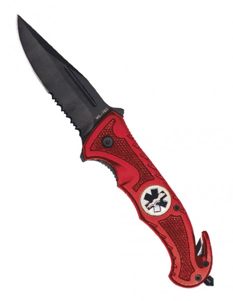 Mil-Tec Rescue Medic Folding Knife, Red