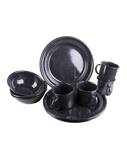 Mil-Tec Riad Western Enamel Set 12pcs, Black